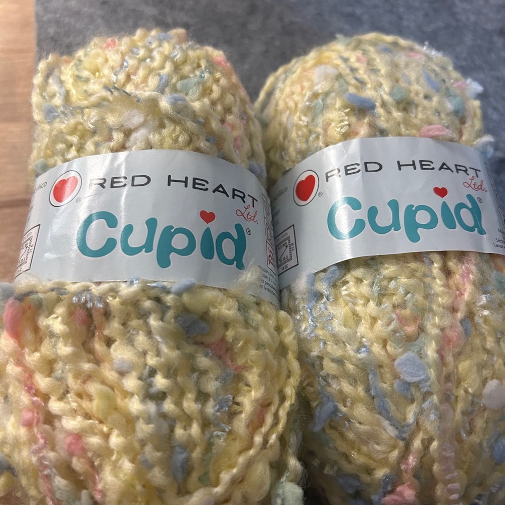 Vintage Red Heart Cupid Yarn - Yellow and Multicolor